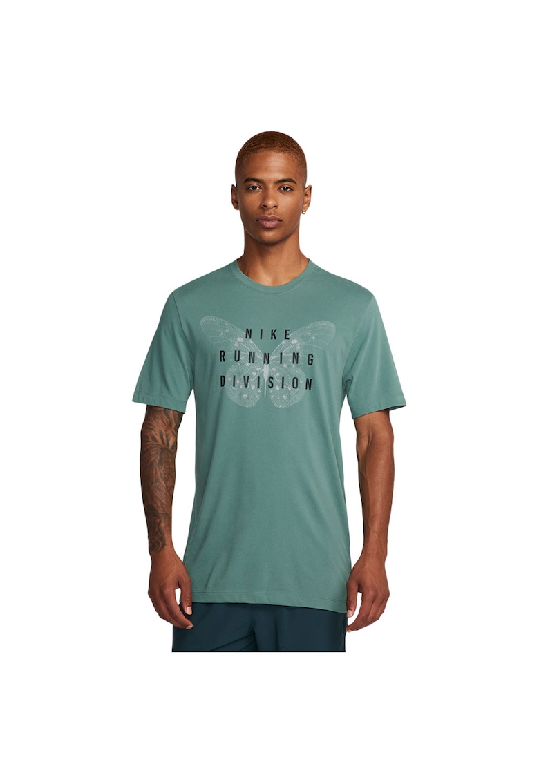 Tricou sport Running Division - verde - bumbac/poliester - Dri-FIT - detalii reflectorizante