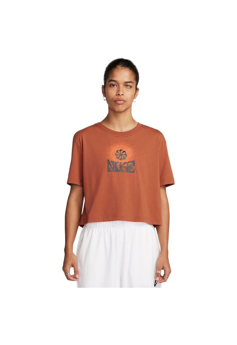 Tricou sport dama maneca scurta - maro - bumbac