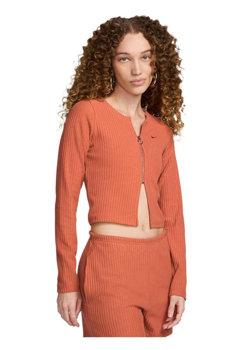 Cardigan dama fermoar complet - jerseu - portocaliu