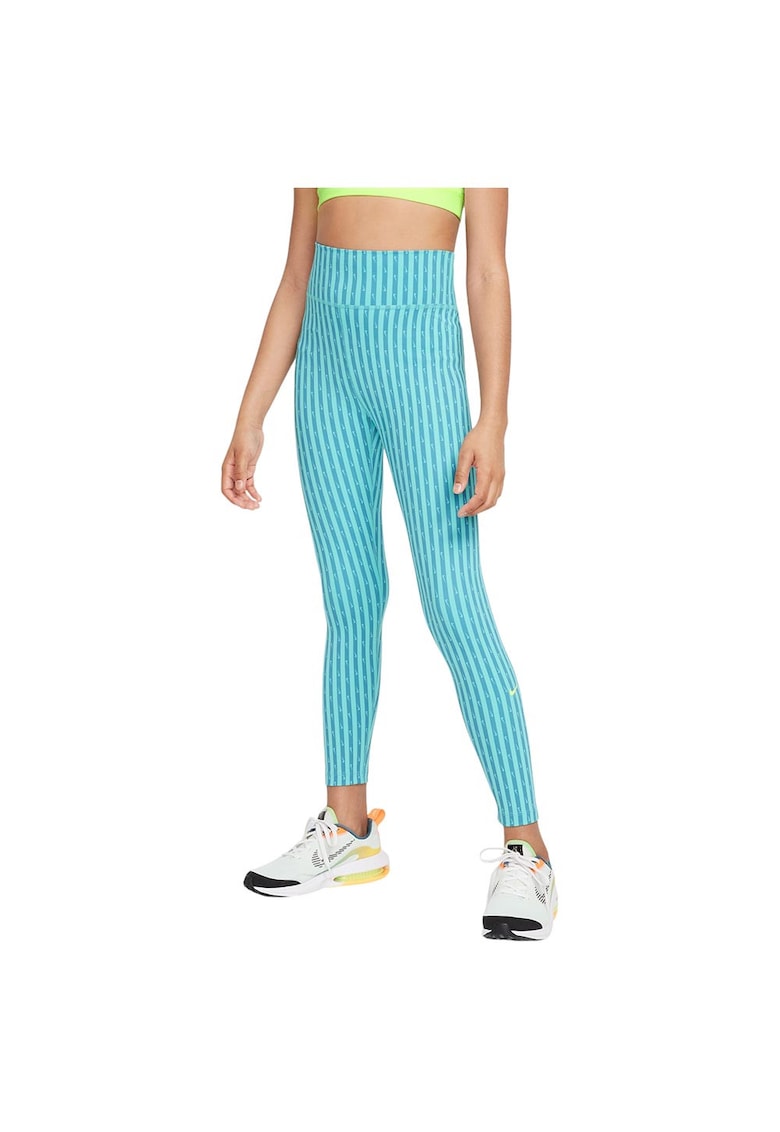 Colanti sport copii One Dri-FIT - talie inalta - buzunar ascuns - albastru - poliester/spandex