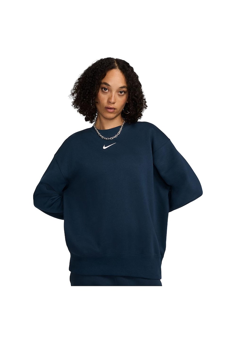 Hanorac sport dama - Fleece Style - croiala larga - bumbac - bleumarin