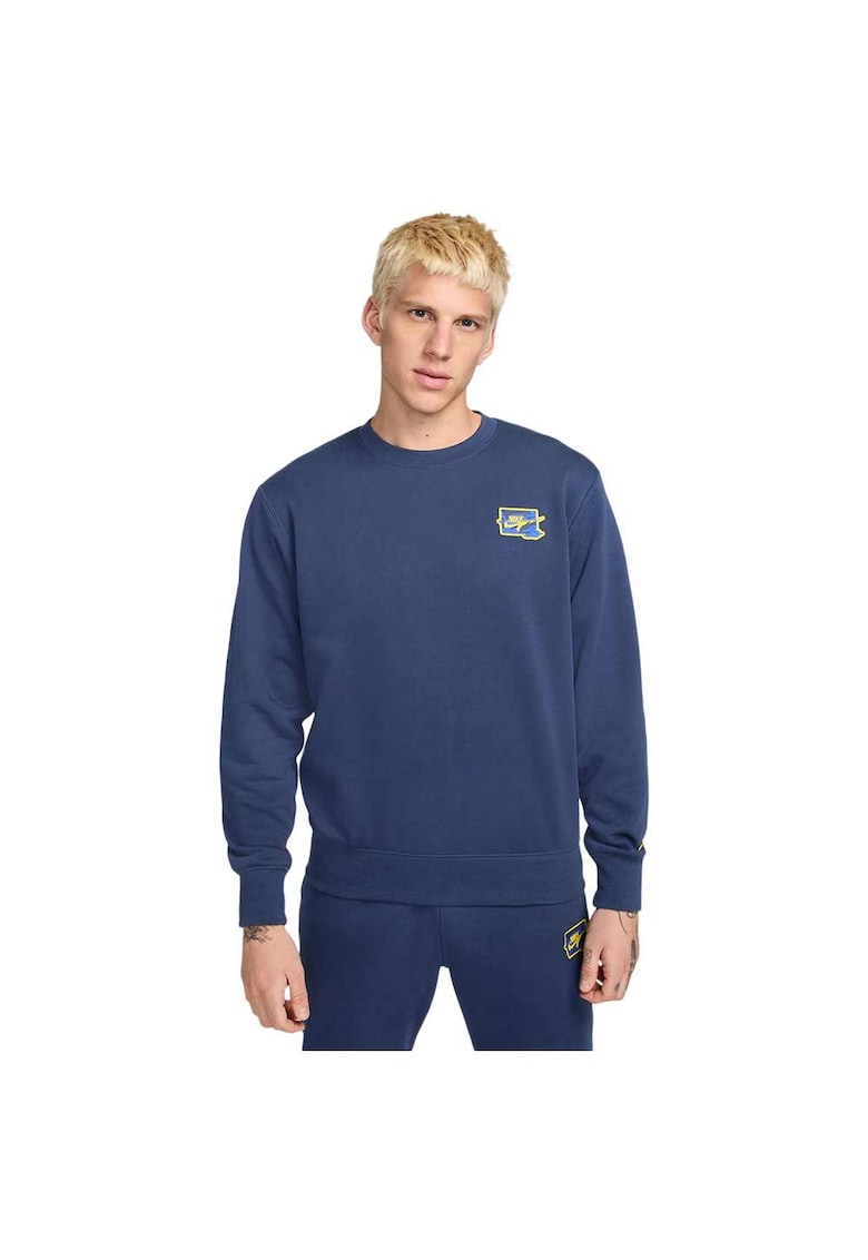 Hanorac sport guler rotund - bumbac - albastru