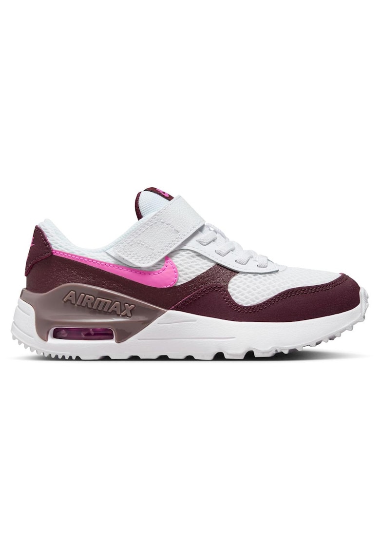 Pantofi sport pentru copii - Air Max System DQ0285 - piele/textil - alb/visiniu