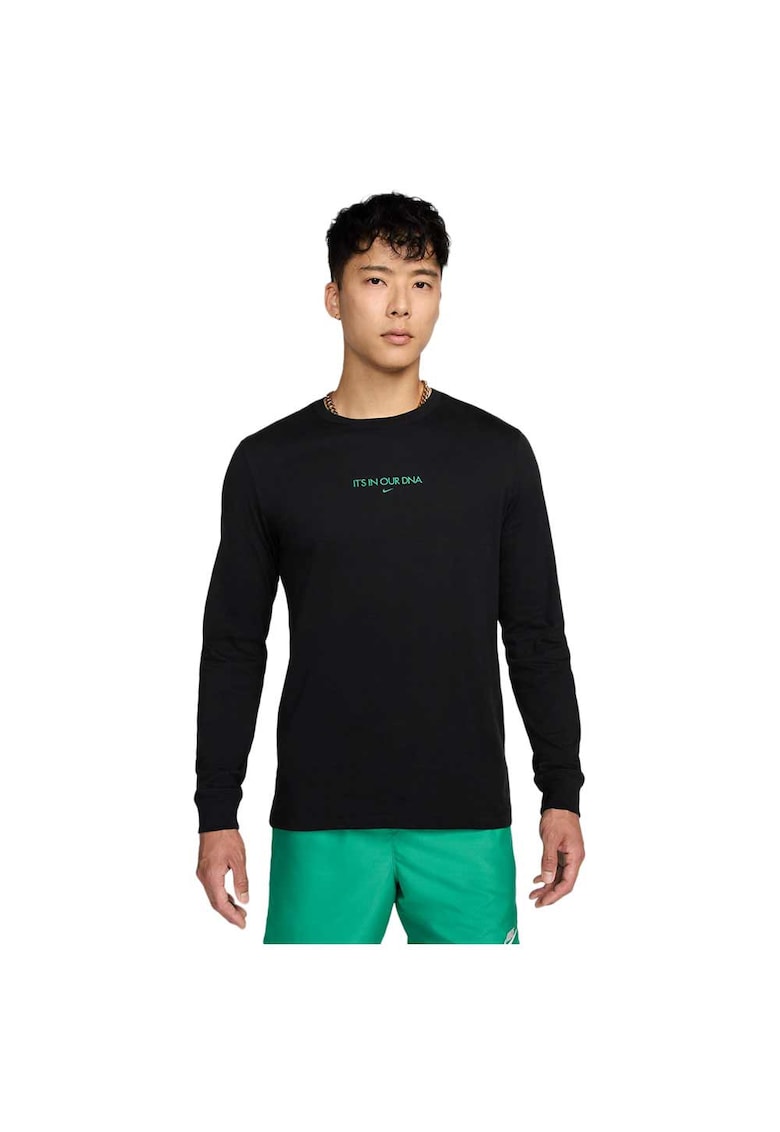 Bluza sport maneca lunga - decolteu rotund - bumbac - negru