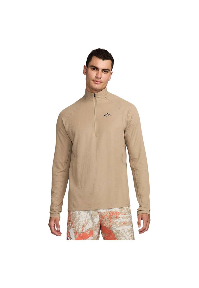 Bluza sport Dri-FIT Trail - maneca lunga - bej - poliester