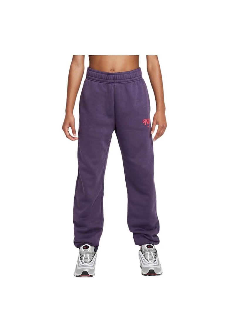 Pantaloni sport copii joggeri fleece - confortabili - elastic - bumbac/poliester - mov -