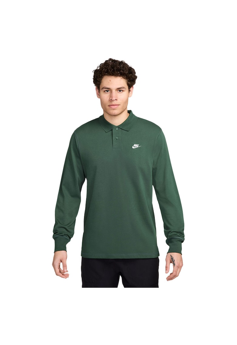 Bluza polo Club - maneca lunga - verde - bumbac