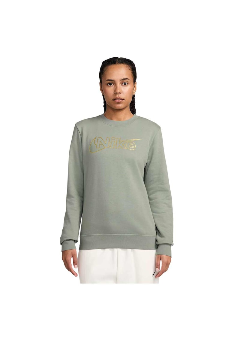 Hanorac sport dama Club Fleece - croiala lejera - decolteu rotund - gri - bumbac si poliester