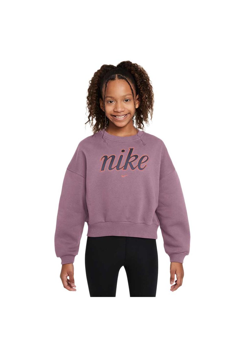 Hanorac sport fleece - croiala larga - decolteu rotund - pentru fete - bumbac