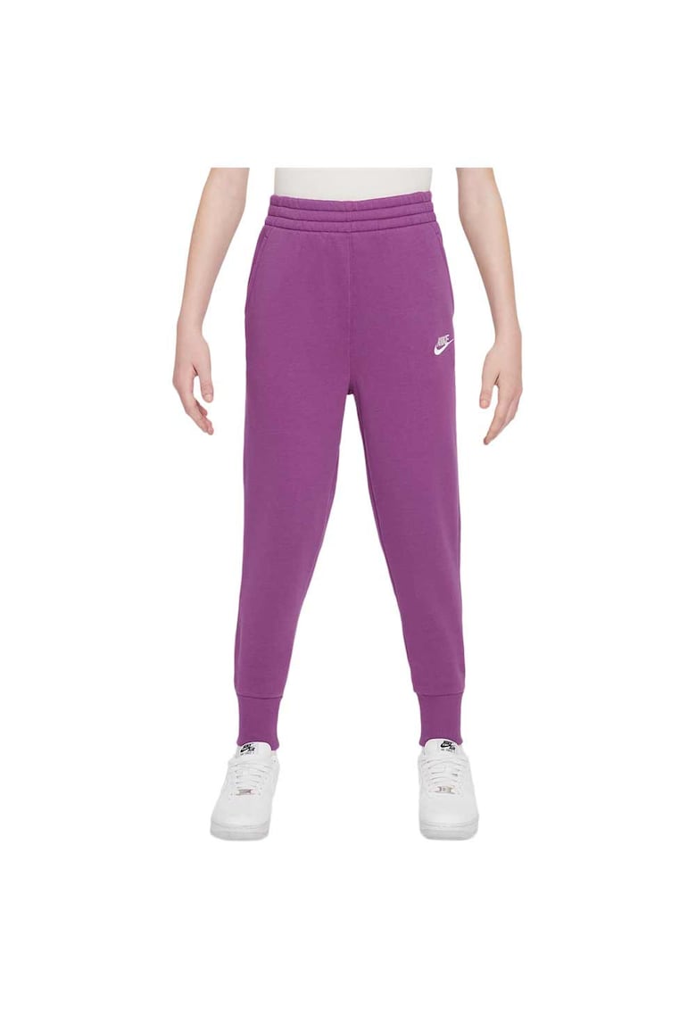 Pantaloni sport copii Club Fleece - talie inalta - buzunare - bumbac - mov