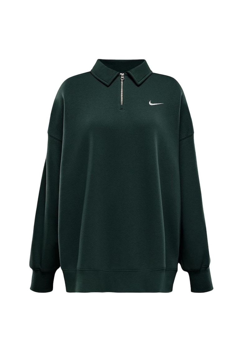 Hanorac sport dama model Phoenix Fleece - fermoar 1/4 - bumbac - verde