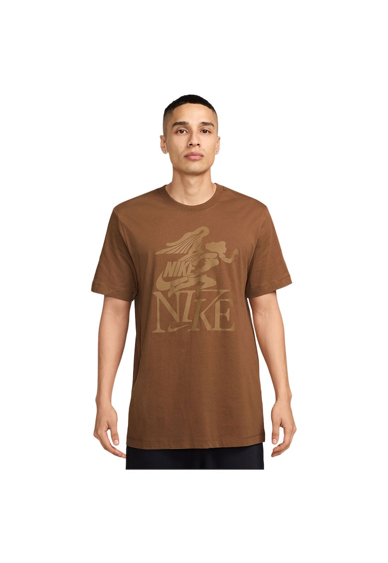 Tricou sport barbati croiala lejera - decolteu rotund - maro - bumbac