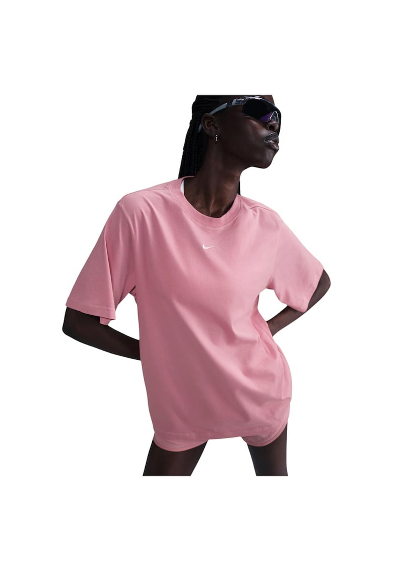 Tricou sport dama roz - bumbac organic - croiala lejera - Swoosh brodat