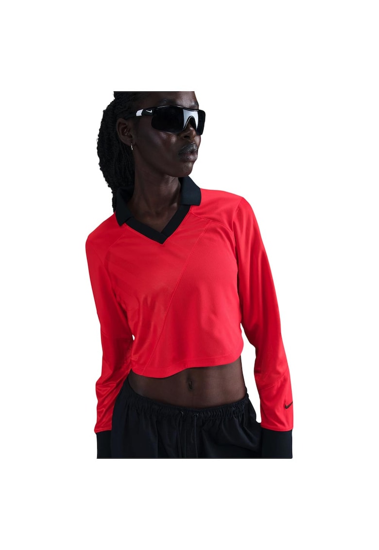 Top scurt sport maneca lunga - rosu - poliester