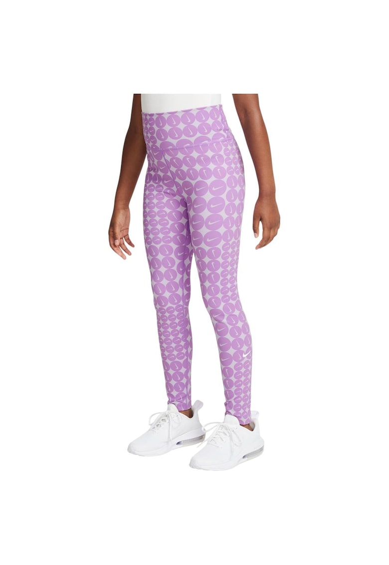 Colanti sport One Dri-FIT copii - talie inalta - lila/alb - poliester