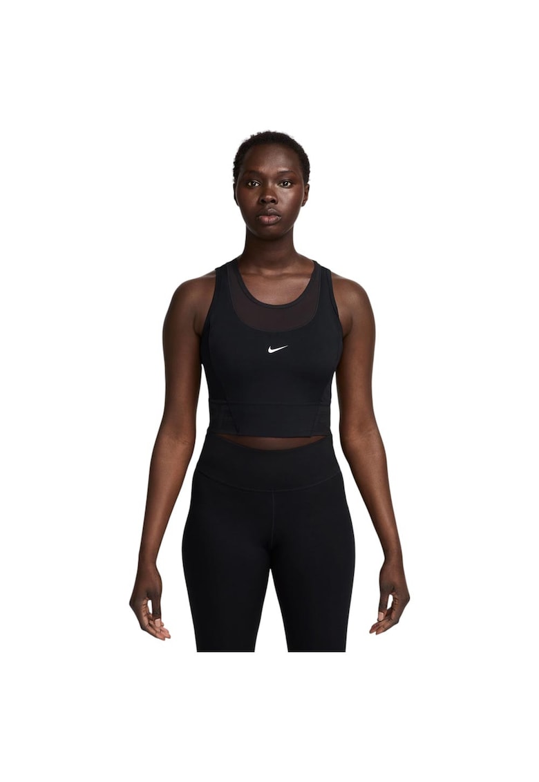Maiou sport dama Pro Dri-FIT - mulat - crop - ventilat - negru - poliester/spandex