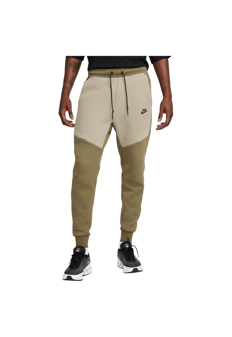 Pantaloni sport barbati Sportswear Tech Fleece - slim fit - bumbac/poliester - bej/kaki