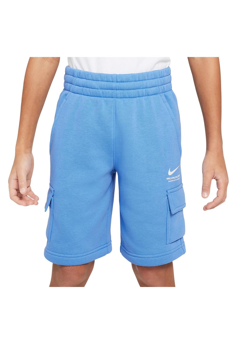 Pantaloni scurti cargo talie elastica - bumbac/poliester - albastru