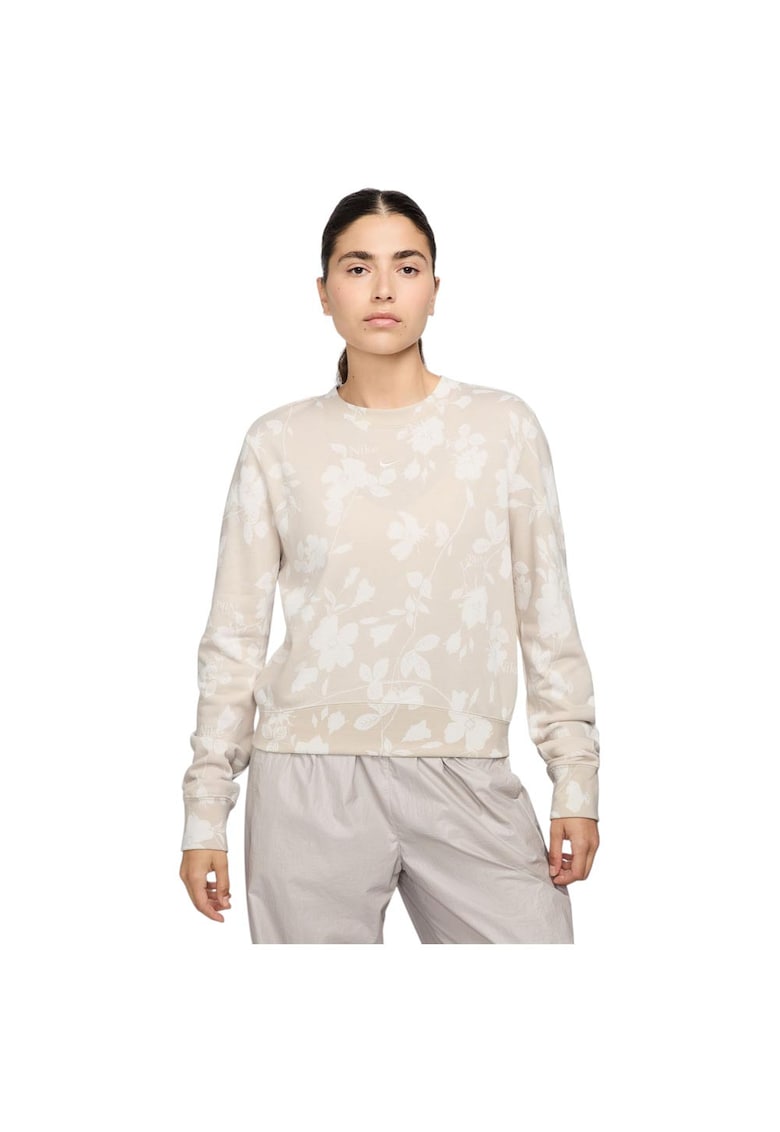 Hanorac sport dama Sportswear Chill Terry - imprimeu floral - bumbac - bej