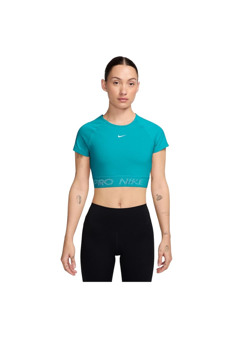 Top scurt Pro Dri-FIT - slim fit - turcoaz - poliester-spandex -
