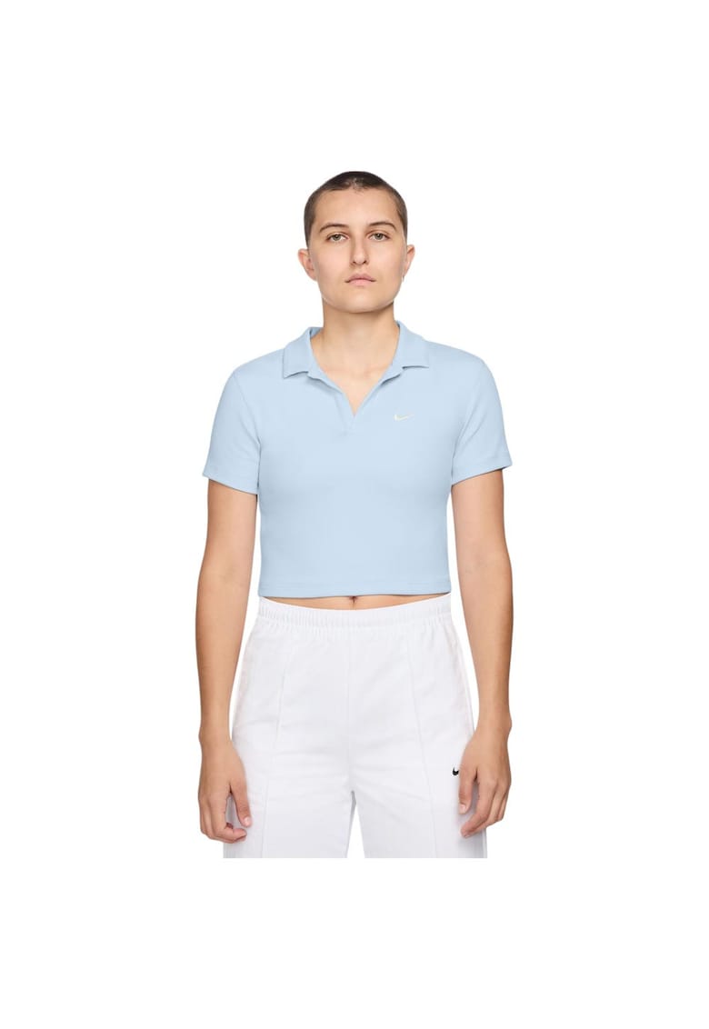 Tricou polo Sportswear Essential cropped - slim fit - albastru - bumbac