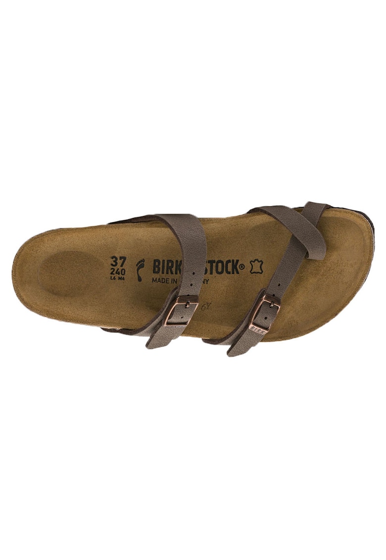 Papuci Mayari - doua barete - culoare maro - material Birko-Flor Nubuck