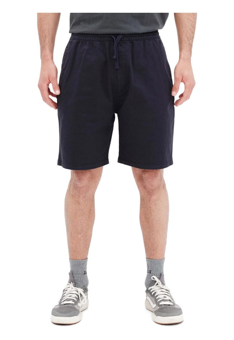 Pantaloni scurti barbati talie elastica - buzunare laterale - negru - bumbac-elastan