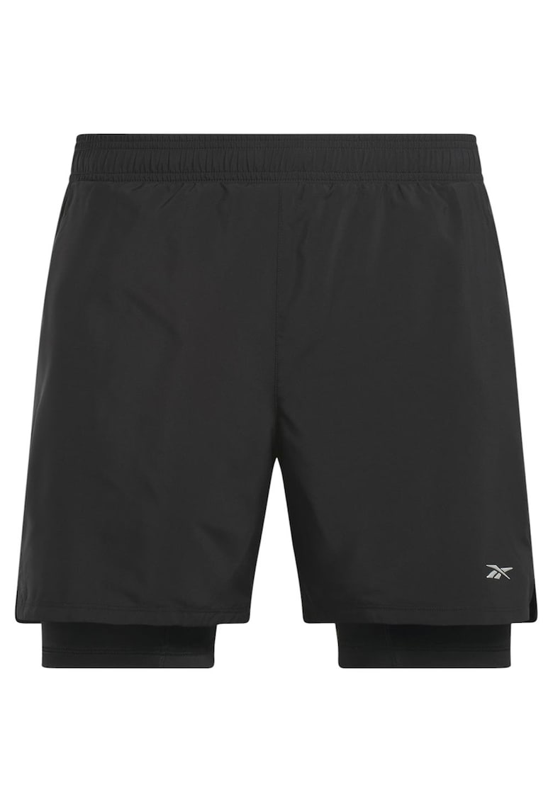 Pantaloni scurti sport Athlete Hype 2in1 100214896 - talie elastica - poliester - negru
