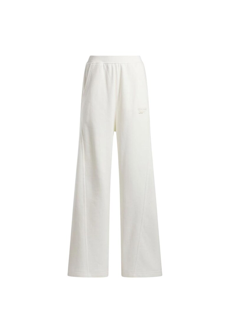 Pantaloni sport Icon Elements - talie inalta - buzunare laterale - alb - bumbac -
