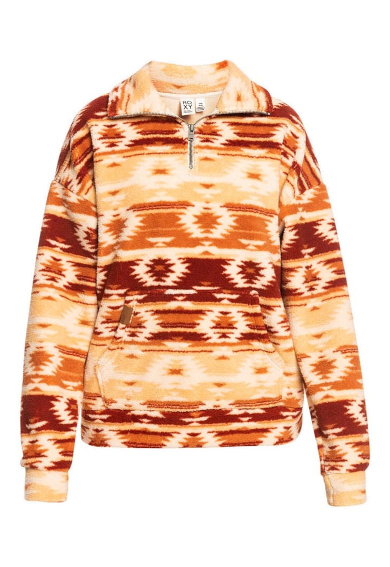 Hanorac dama Live Out Loud - multicolor - fleece - fermoar pe jumatate -