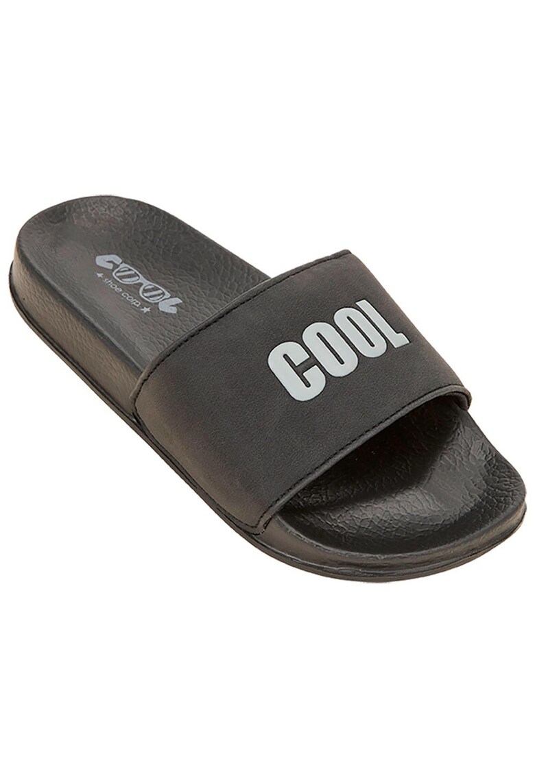 Papuci copii model Cool Flux - curea din imitatie de piele - talpa anatomica - negru