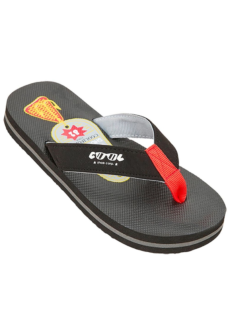 Papuci baieti - model S3SLA001 - curea din imitatie de piele - talpa din cauciuc - negru