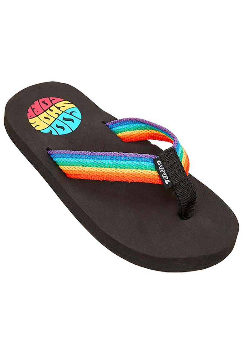 Papuci copii model Shake S3SLA006 - bretele colorate - talpa EVA - negru
