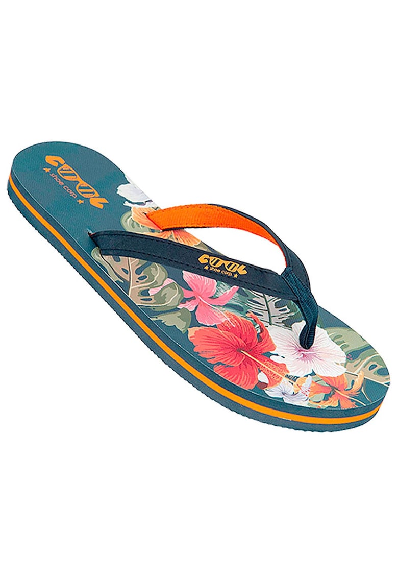 Slapi dama - curea din imitatie de piele - talpa din cauciuc expandat - multicolor -