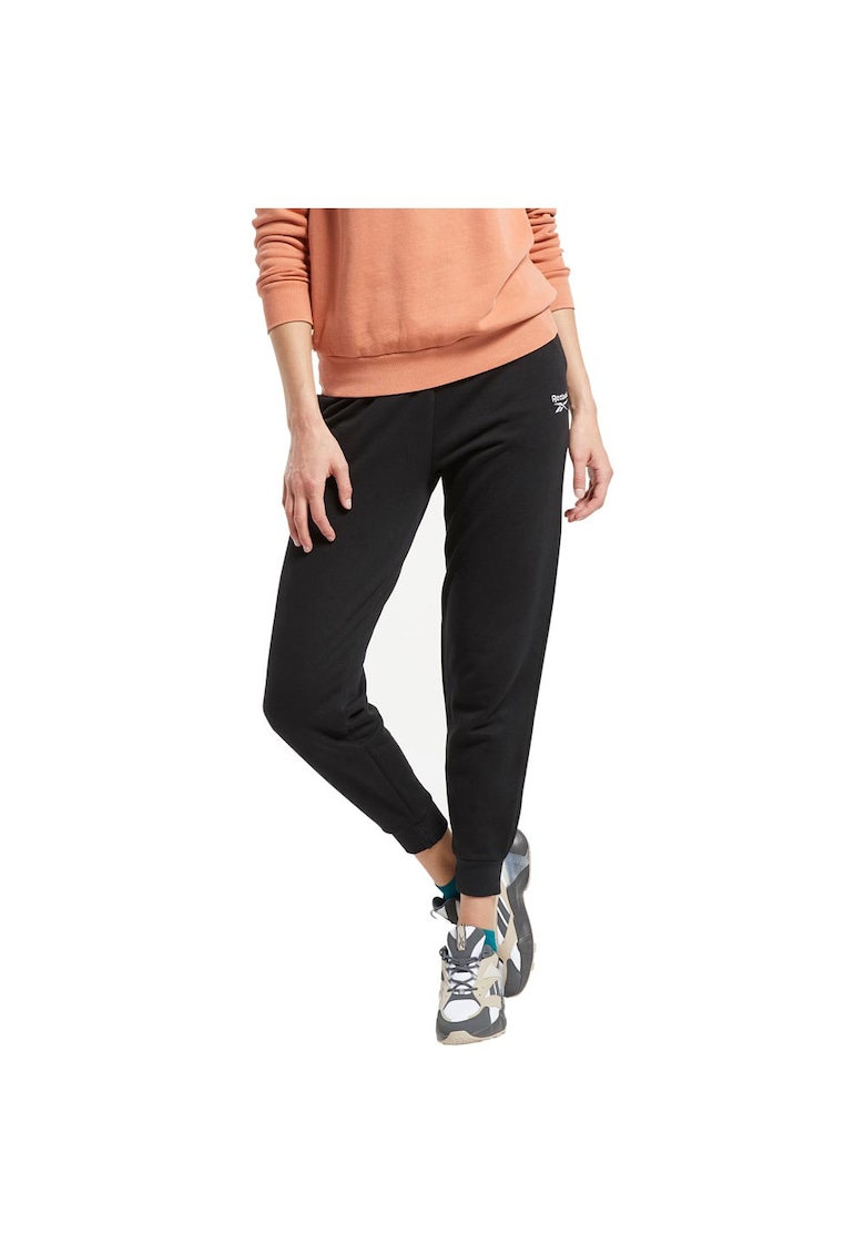 Pantaloni sport dama bumbac - talie elastica - buzunare - negru -