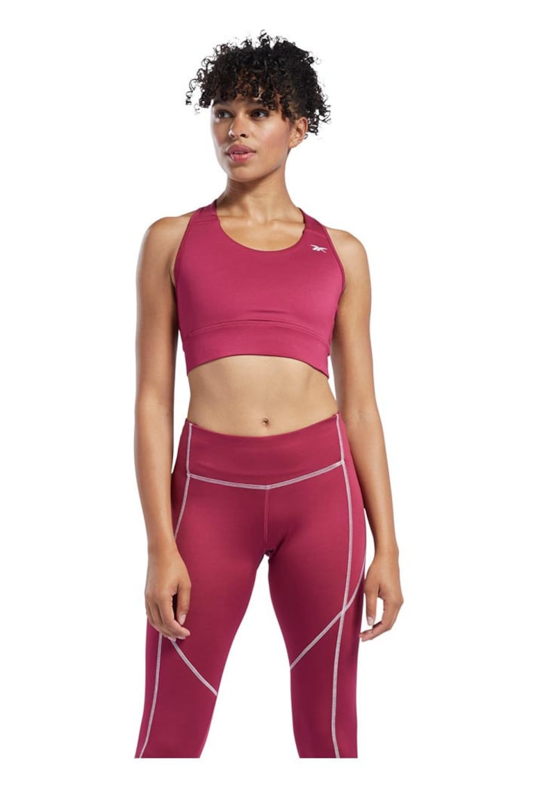 Bustiera sport roz - material reciclat - suport suplimentar - croiala mulata -