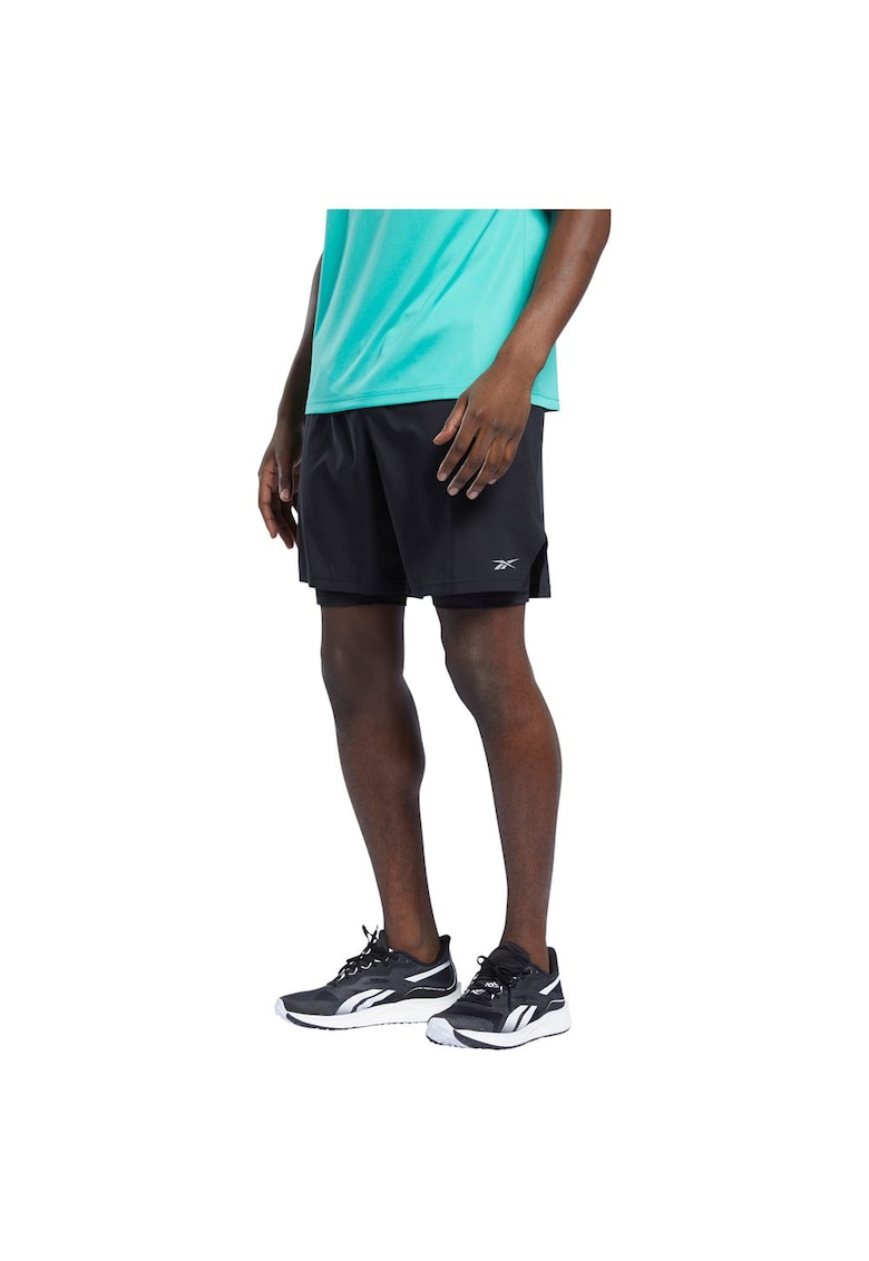 Pantaloni scurti sport negru - poliester reciclat - croiala stramta - buzunar lateral -