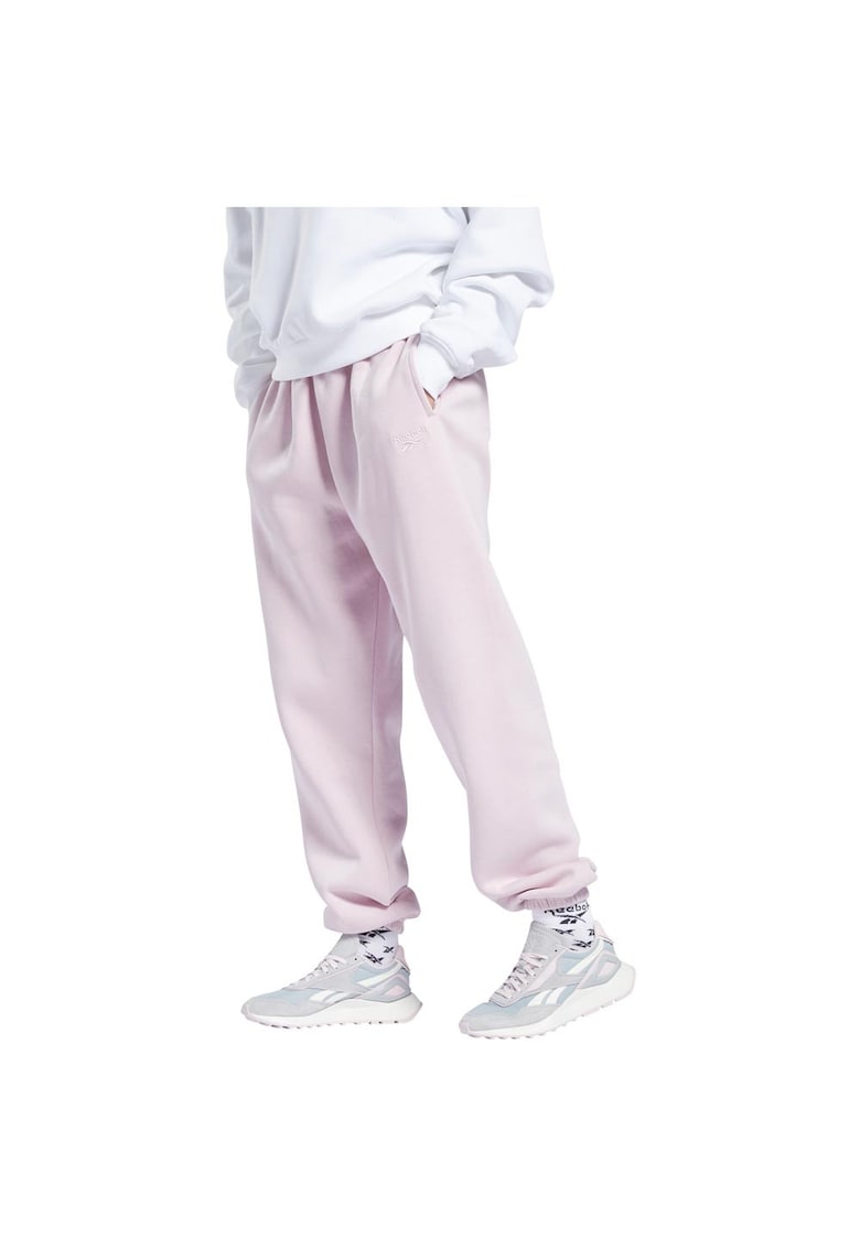 Pantaloni sport croiala supradimensionata - elastic la glezne - roz - bumbac organic -