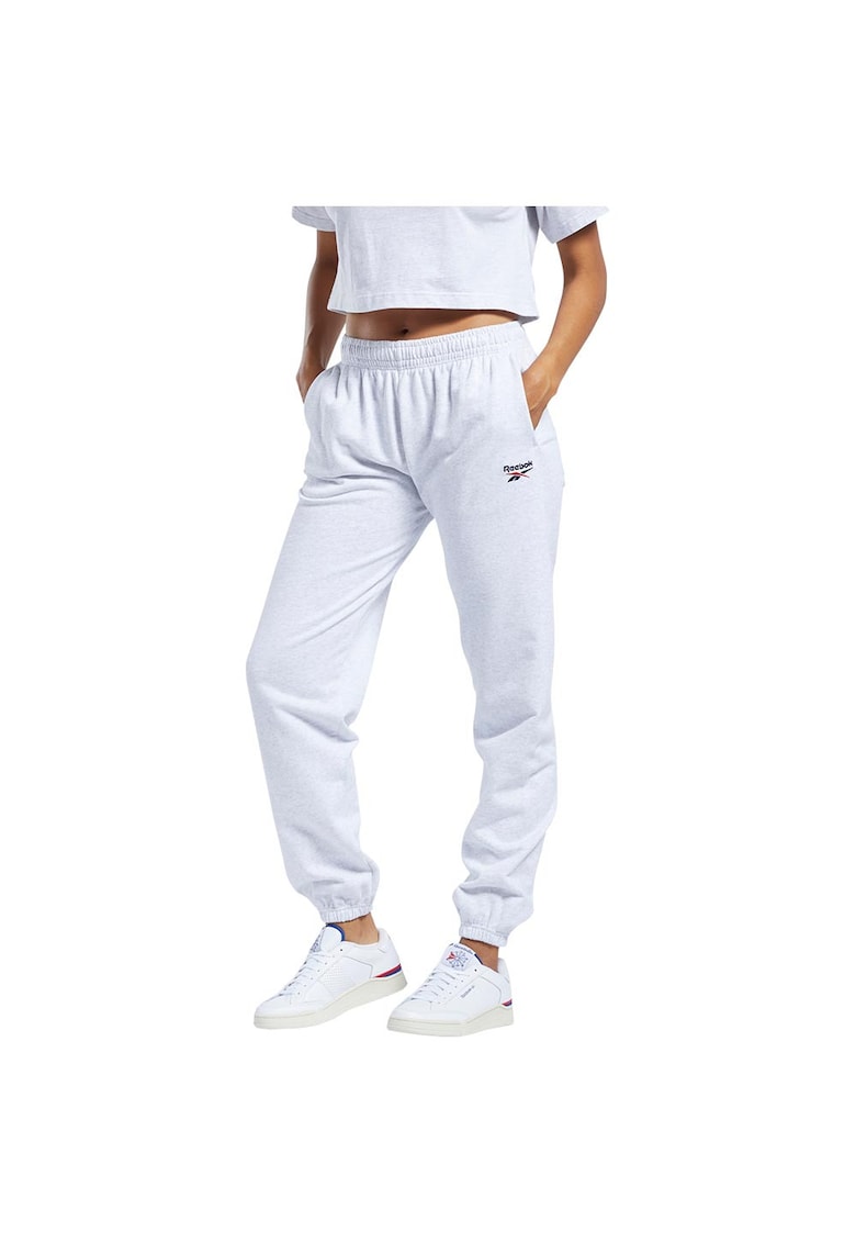 Pantaloni sport bumbac organic - croiala supradimensionata - alb -