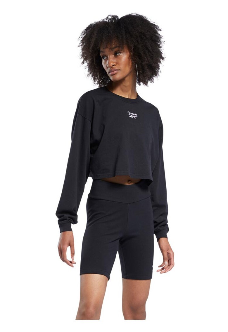 Bluza sport dama bumbac organic - negru - croiala confortabila - logo discret -