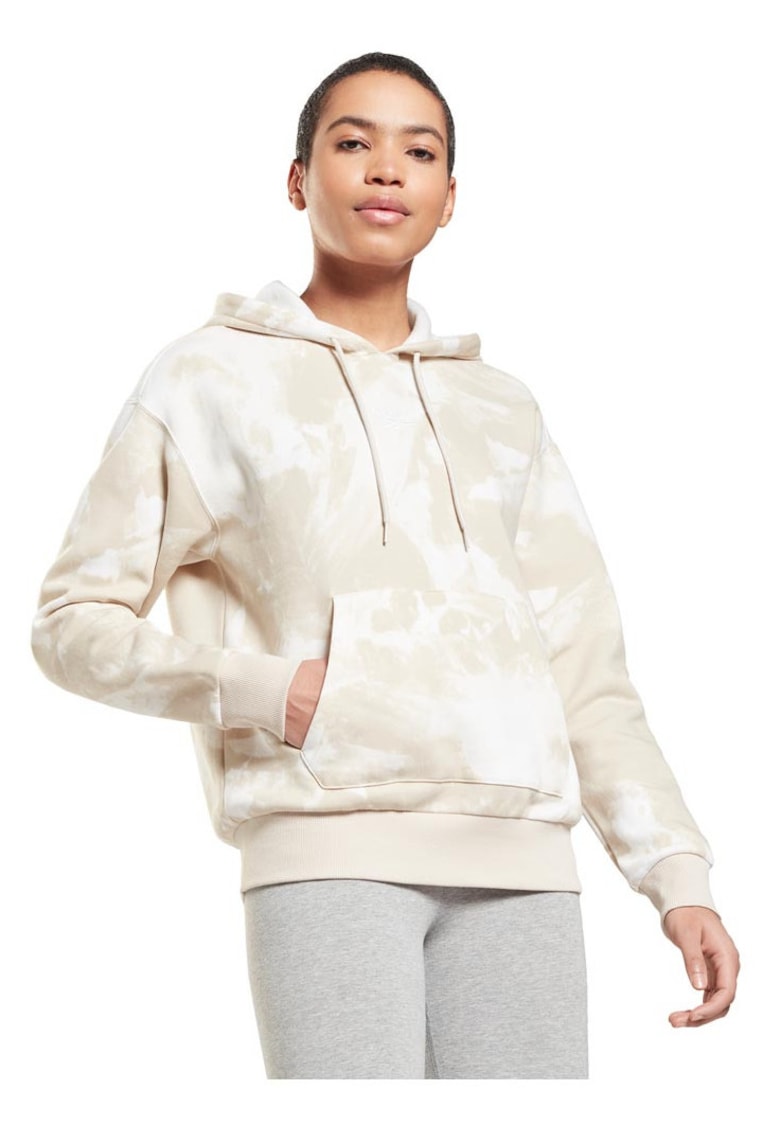 Hanorac sport oversize - gri - bumbac/poliester - cu gluga si buzunar cangur -