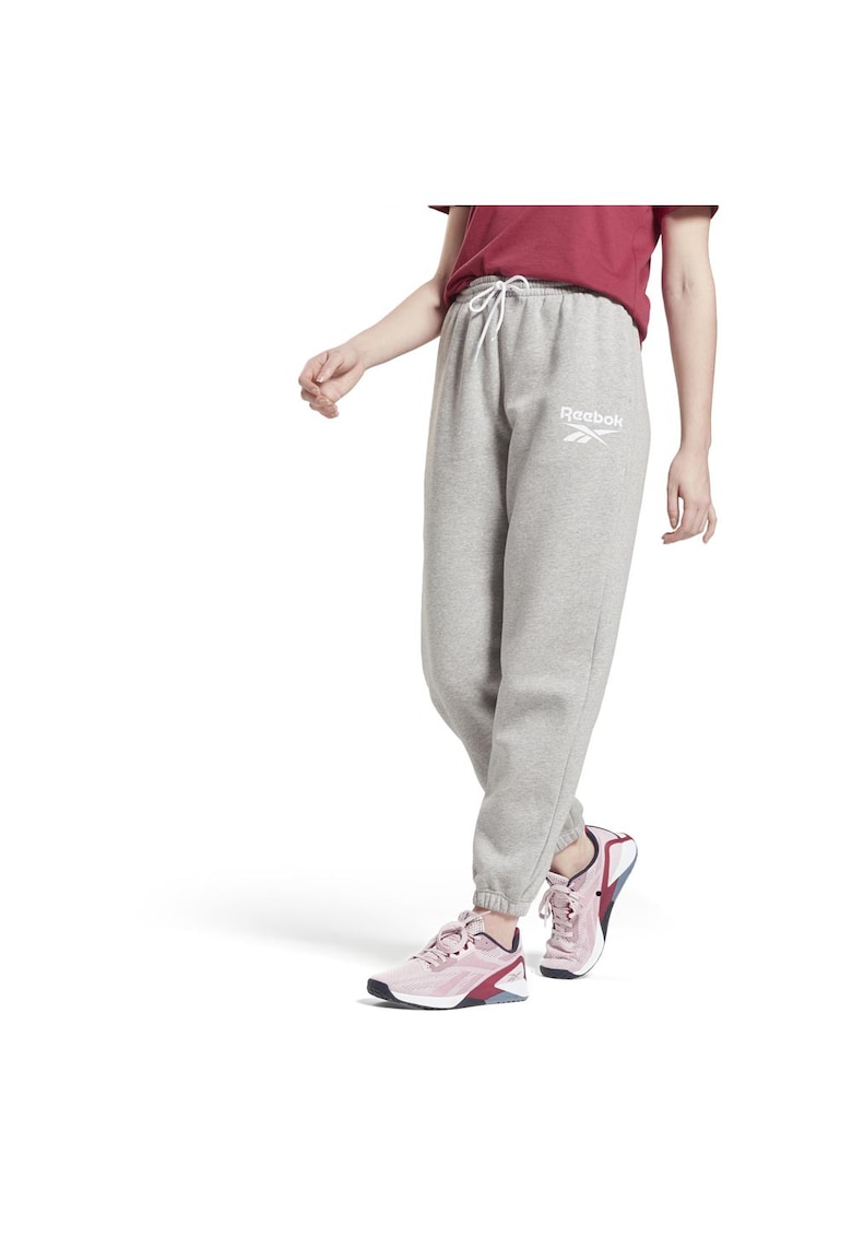 Pantaloni sport dama - fleece moale - talie elastica - gri - bumbac -