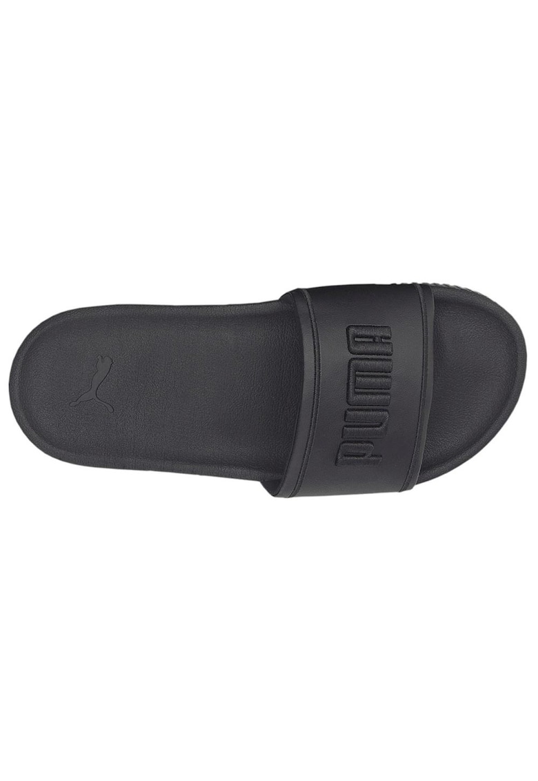 Papuci cu platforma - design slip-on - piele sintetica - negru -