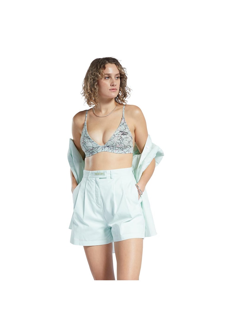 Sutien sport model floral - sustinere medie - decolteu in V - bumbac elastic -
