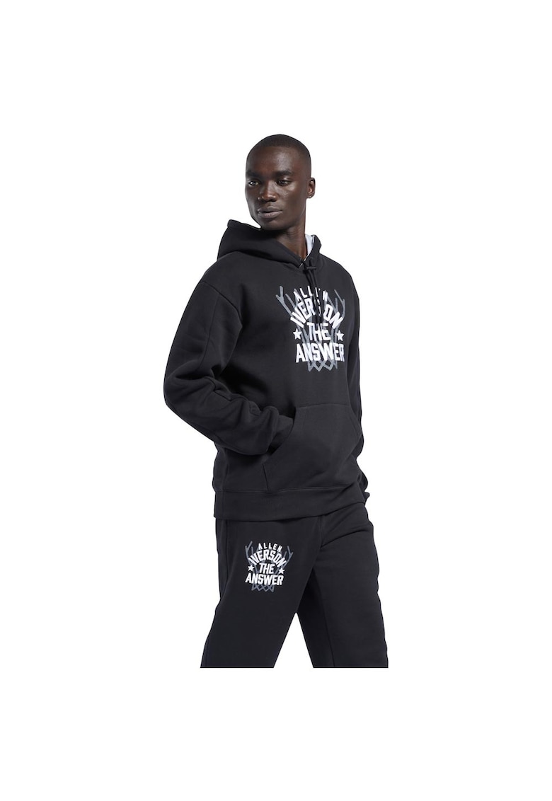 Hanorac sport barbati BB Iverson - negru/alb - bumbac/poliester