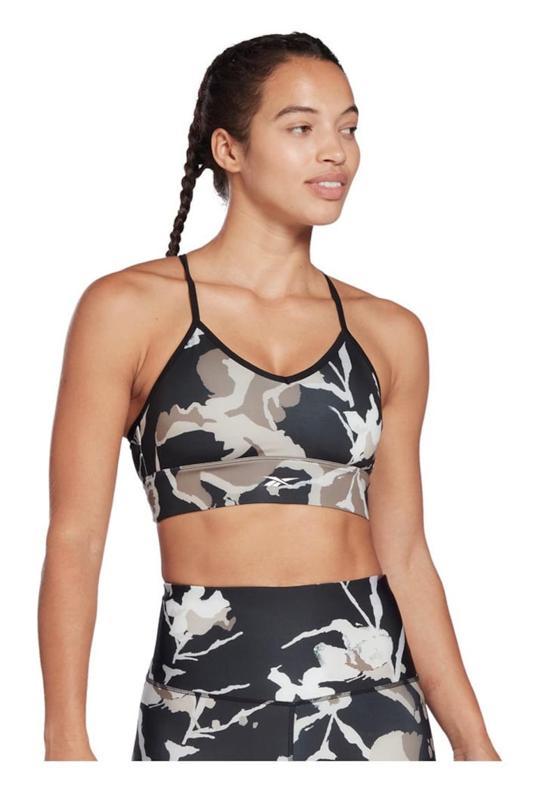 Bustiera sport imprimeu floral - suport mediu - decupaj la spate - multicolor - poliester/elastan -