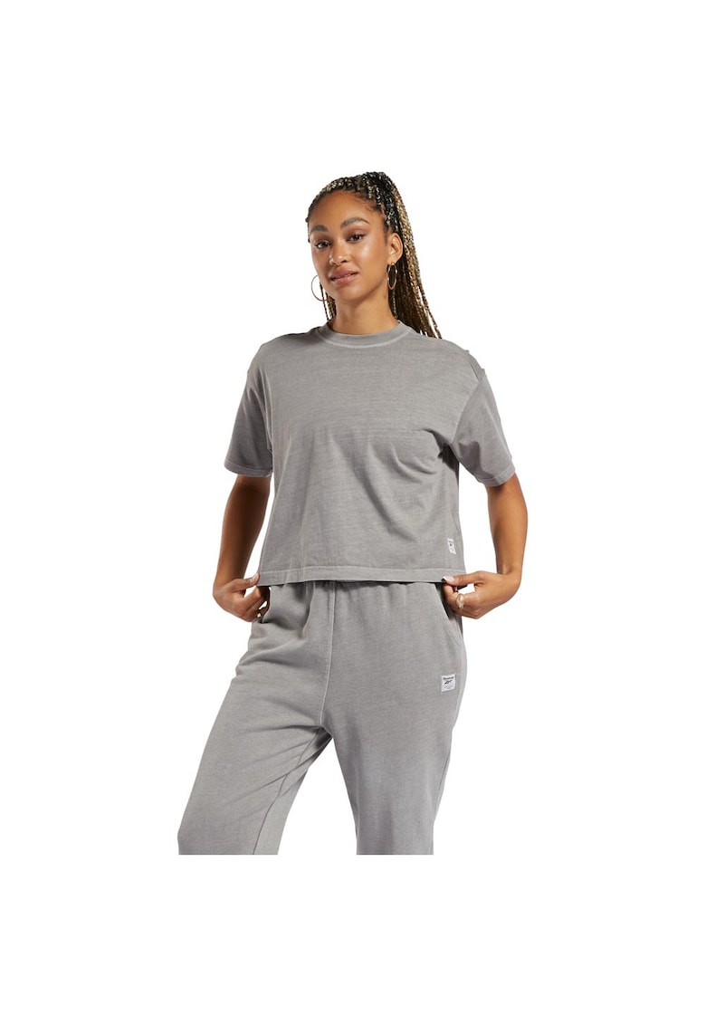 Top scurt cu maneca scurta pentru femei - gri -