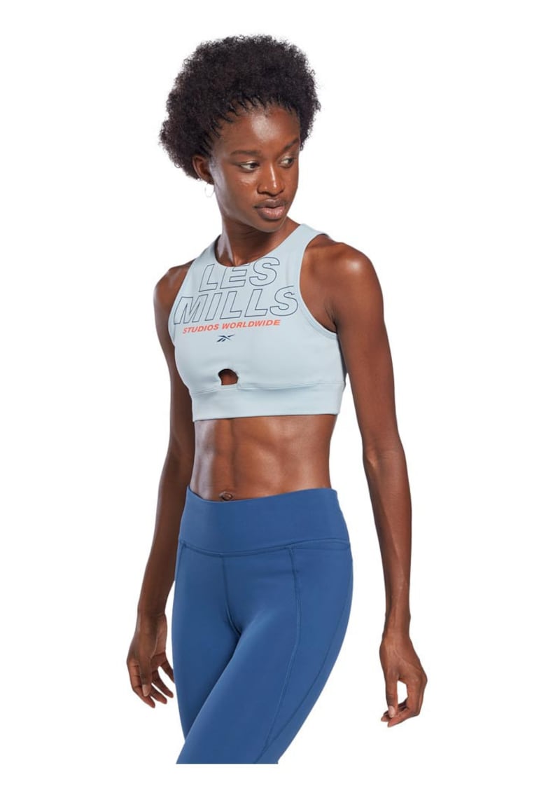 Maiou sport crop - albastru - material moale si elastic - cu bureti detasabili