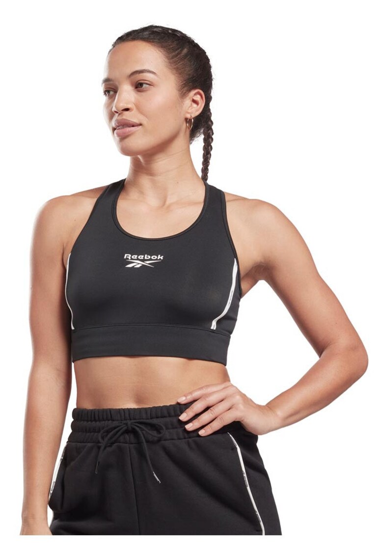 Bustiera sport ajustata - spate sportiv - neagra - poliester-spandex -
