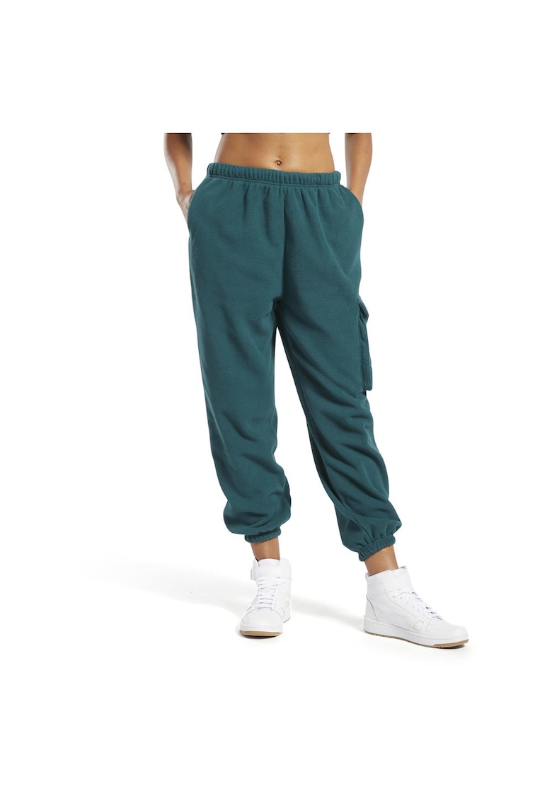 Pantaloni sport dama supradimensionati - elastici - verde - poliester